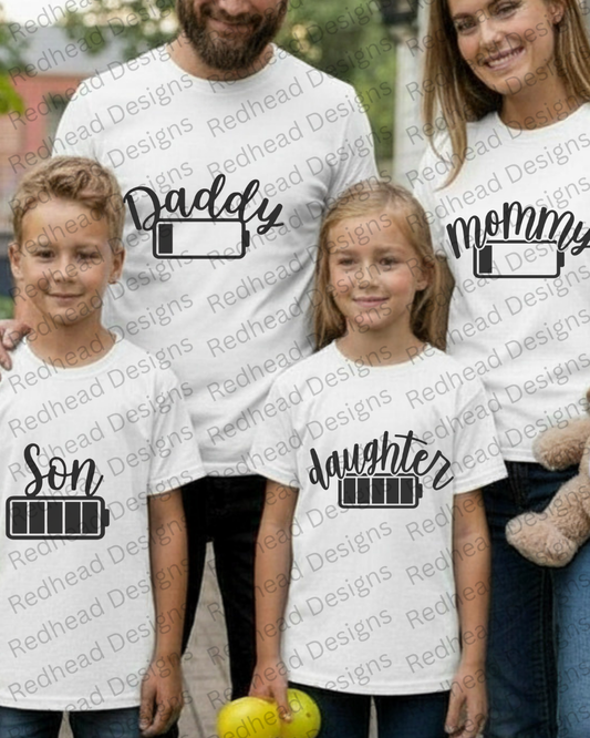 Family Battery Life Matching Shirts